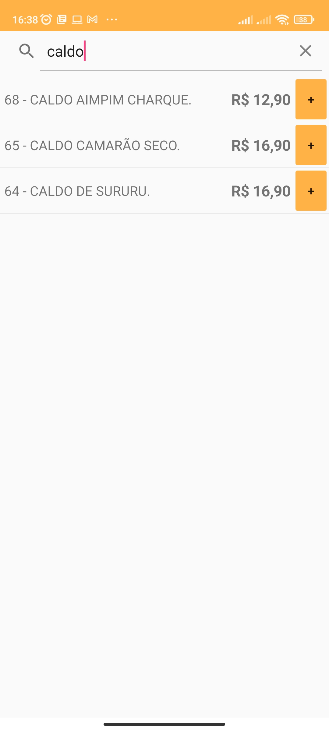 Busca de produtos no cardápio