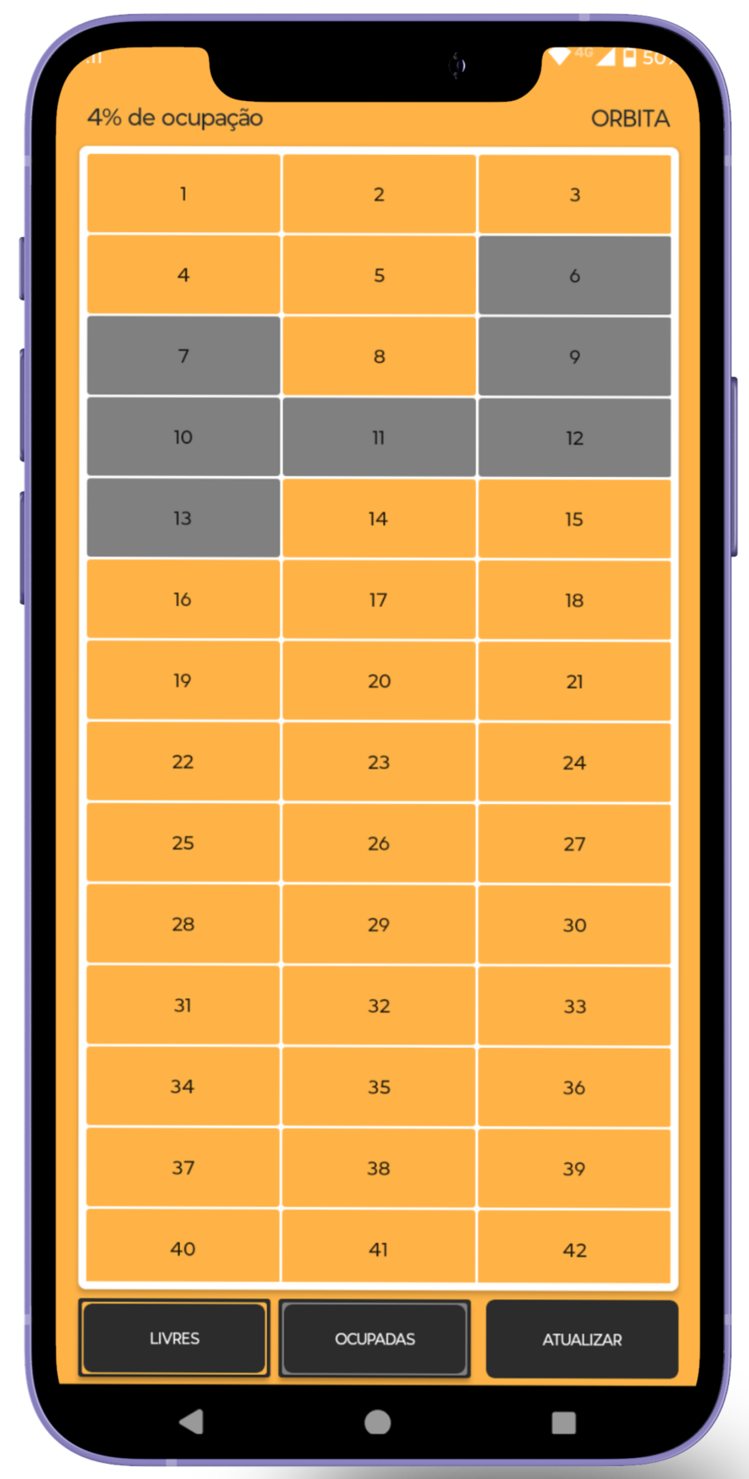 Aplicativo Comanda — grade de mesas